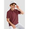 imageBoys Performance Polo Shirt  Golf Grid Short Sleeve Collar Shirts Youth Stretch Quick Dry Lightweight Athletic UPF50Maroon