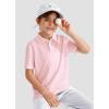 imageBoys Performance Polo Shirt  Golf Grid Short Sleeve Collar Shirts Youth Stretch Quick Dry Lightweight Athletic UPF50Pink