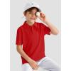 imageBoys Performance Polo Shirt  Golf Grid Short Sleeve Collar Shirts Youth Stretch Quick Dry Lightweight Athletic UPF50Red