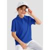 imageBoys Performance Polo Shirt  Golf Grid Short Sleeve Collar Shirts Youth Stretch Quick Dry Lightweight Athletic UPF50Royal Blue