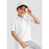 imageBoys Performance Polo Shirt  Golf Grid Short Sleeve Collar Shirts Youth Stretch Quick Dry Lightweight Athletic UPF50White