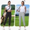 imageWomens Golf Pants Stretch with Zipper Pockets 78 Ankle Petite Slacks for Travel Casual Athletic Yoga Work BusinessLight Grey