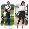 imageWomens Golf Pants Stretch with Zipper Pockets 78 Ankle Petite Slacks for Travel Casual Athletic Yoga Work BusinessNavy