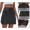 imageWomens Hiking Cargo Skort Skirt High Waisted Golf Dressy Casual with Zipper Pockets Workout Sport Quick Dry SkirtsBlack