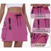 imageWomens Hiking Cargo Skort Skirt High Waisted Golf Dressy Casual with Zipper Pockets Workout Sport Quick Dry SkirtsPink