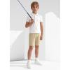 imageYouth Boys Golf Shorts Stretch Lightweight Kids School Uniform Clothes Flat Front Casual Khaki Hybrid Chino Dress ShortKhaki