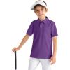 imageBoys Performance Polo Shirt  Golf Grid Short Sleeve Collar Shirts Youth Stretch Quick Dry Lightweight Athletic UPF50Purple