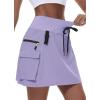 imageWomens Hiking Cargo Skort Skirt High Waisted Golf Dressy Casual with Zipper Pockets Workout Sport Quick Dry SkirtsLilac