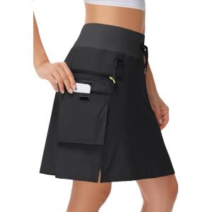 image20quot Womens Hiking Cargo Skorts Skirts with Zipper Pockets Knee Length Golf Tummy Control Quick Dry Long SkortBlack