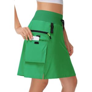 image20quot Womens Hiking Cargo Skorts Skirts with Zipper Pockets Knee Length Golf Tummy Control Quick Dry Long SkortGreen
