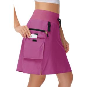 image20quot Womens Hiking Cargo Skorts Skirts with Zipper Pockets Knee Length Golf Tummy Control Quick Dry Long SkortPink