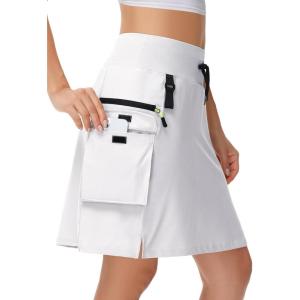 image20quot Womens Hiking Cargo Skorts Skirts with Zipper Pockets Knee Length Golf Tummy Control Quick Dry Long SkortWhite