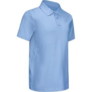 imageBoys Performance Polo Shirt  Golf Grid Short Sleeve Collar Shirts Youth Stretch Quick Dry Lightweight Athletic UPF50Light Blue
