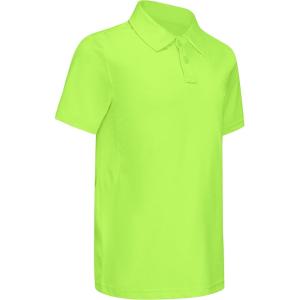 imageBoys Performance Polo Shirt  Golf Grid Short Sleeve Collar Shirts Youth Stretch Quick Dry Lightweight Athletic UPF50Neon Green
