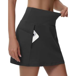 imageGolf Skirts Skorts for Women  5 Pockets High Waisted Tummy Control Stretch Athletic Tennis Skirt with Short Flat FrontBlack