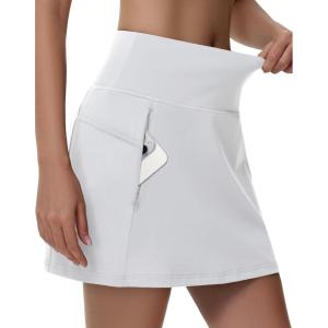 imageGolf Skirts Skorts for Women  5 Pockets High Waisted Tummy Control Stretch Athletic Tennis Skirt with Short Flat FrontWhite