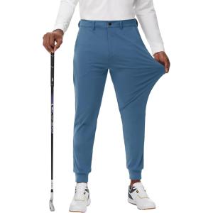 imageMens Golf Joggers Pants Belt Loops Slim Fit Stretchy Sweatpants Work Travel Dress Casual Tapered Pants Quick Dry UPF5003royal Blue