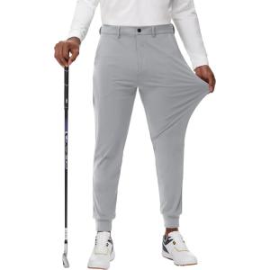 imageMens Golf Joggers Pants Belt Loops Slim Fit Stretchy Sweatpants Work Travel Dress Casual Tapered Pants Quick Dry UPF5006light Gray