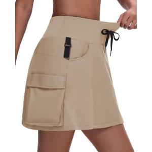 imageWomens 16quot 20quot Hiking Cargo Skort Skirt  High Waisted Golf Dressy Casual Workout Sport Skirt with Liner Quick DryBrown