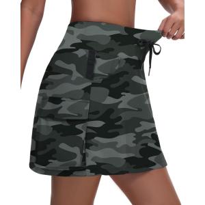 imageWomens 16quot 20quot Hiking Cargo Skort Skirt  High Waisted Golf Dressy Casual Workout Sport Skirt with Liner Quick DryCamo