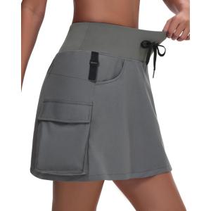imageWomens 16quot 20quot Hiking Cargo Skort Skirt  High Waisted Golf Dressy Casual Workout Sport Skirt with Liner Quick DryDark Gray