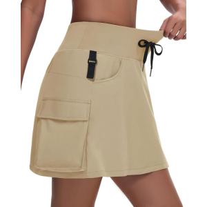 imageWomens 16quot 20quot Hiking Cargo Skort Skirt  High Waisted Golf Dressy Casual Workout Sport Skirt with Liner Quick DryDark Khaki
