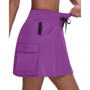 imageWomens 16quot 20quot Hiking Cargo Skort Skirt  High Waisted Golf Dressy Casual Workout Sport Skirt with Liner Quick DryDark Purple