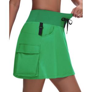 imageWomens 16quot 20quot Hiking Cargo Skort Skirt  High Waisted Golf Dressy Casual Workout Sport Skirt with Liner Quick DryGreen