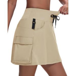 imageWomens 16quot 20quot Hiking Cargo Skort Skirt  High Waisted Golf Dressy Casual Workout Sport Skirt with Liner Quick DryKhaki