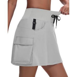 imageWomens 16quot 20quot Hiking Cargo Skort Skirt  High Waisted Golf Dressy Casual Workout Sport Skirt with Liner Quick DryLight Grey
