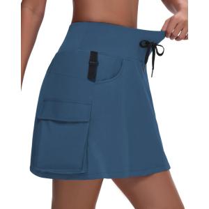 imageWomens 16quot 20quot Hiking Cargo Skort Skirt  High Waisted Golf Dressy Casual Workout Sport Skirt with Liner Quick DryNavy Blue
