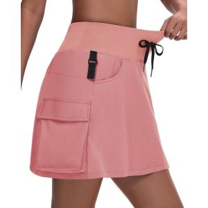 imageWomens 16quot 20quot Hiking Cargo Skort Skirt  High Waisted Golf Dressy Casual Workout Sport Skirt with Liner Quick DryPeach