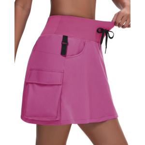 imageWomens 16quot 20quot Hiking Cargo Skort Skirt  High Waisted Golf Dressy Casual Workout Sport Skirt with Liner Quick DryPink