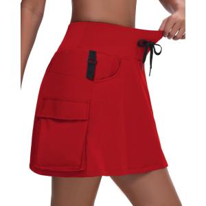 imageWomens 16quot 20quot Hiking Cargo Skort Skirt  High Waisted Golf Dressy Casual Workout Sport Skirt with Liner Quick DryRed
