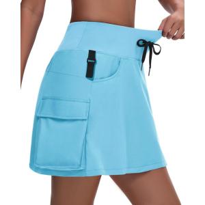 imageWomens 16quot 20quot Hiking Cargo Skort Skirt  High Waisted Golf Dressy Casual Workout Sport Skirt with Liner Quick DrySky Blue