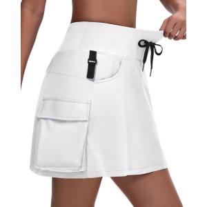 imageWomens 16quot 20quot Hiking Cargo Skort Skirt  High Waisted Golf Dressy Casual Workout Sport Skirt with Liner Quick DryWhite