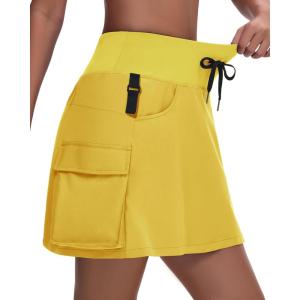 imageWomens 16quot 20quot Hiking Cargo Skort Skirt  High Waisted Golf Dressy Casual Workout Sport Skirt with Liner Quick DryYellow