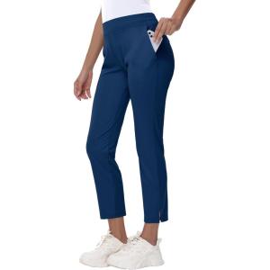 imageWomens Golf Pants Stretch with Zipper Pockets 78 Ankle Petite Slacks for Travel Casual Athletic Yoga Work BusinessNavy