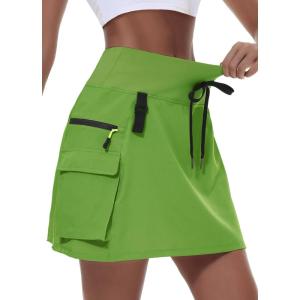 imageWomens Hiking Cargo Skort Skirt High Waisted Golf Dressy Casual with Zipper Pockets Workout Sport Quick Dry SkirtsArmy Green