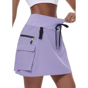 imageWomens Hiking Cargo Skort Skirt High Waisted Golf Dressy Casual with Zipper Pockets Workout Sport Quick Dry SkirtsLilac