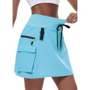 imageWomens Hiking Cargo Skort Skirt High Waisted Golf Dressy Casual with Zipper Pockets Workout Sport Quick Dry SkirtsSky Blue