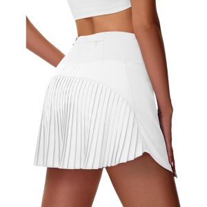 imageWomens Pleated Tennis Skirt  Golf Skorts for Woman High Waisted Lightweight Athletic Pickleball Skorts with PocketsWhite