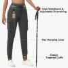 imageWomens Fleece Lined Hiking Joggers Pants Hight Waist Water Resistant Winter Cold Weather Thermal Sweatpant Cargo PocketGrey