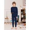 imageBoys Thermal Underwear Set Kids Long Johns Base Layer Winter Top and Bottom Set for Boy GirlsNavy Blue