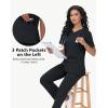 imageScrub Tops Women with 5 Pockets  Soft Stretch VNeck Nurse Shirt Scrubs AntiWrinkle Back Princess Seams Classic FitBlack