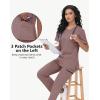 imageScrub Tops Women with 5 Pockets  Soft Stretch VNeck Nurse Shirt Scrubs AntiWrinkle Back Princess Seams Classic FitCameo Pink
