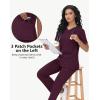 imageScrub Tops Women with 5 Pockets  Soft Stretch VNeck Nurse Shirt Scrubs AntiWrinkle Back Princess Seams Classic FitGrape Purple