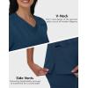 imageScrub Tops Women with 5 Pockets  Soft Stretch VNeck Nurse Shirt Scrubs AntiWrinkle Back Princess Seams Classic FitNavy
