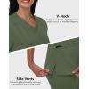 imageScrub Tops Women with 5 Pockets  Soft Stretch VNeck Nurse Shirt Scrubs AntiWrinkle Back Princess Seams Classic FitOlive Green