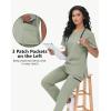 imageScrub Tops Women with 5 Pockets  Soft Stretch VNeck Nurse Shirt Scrubs AntiWrinkle Back Princess Seams Classic FitPale Green